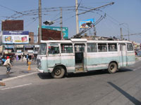 Shanghai SK541 trolleybus at the Koteswor Terminal